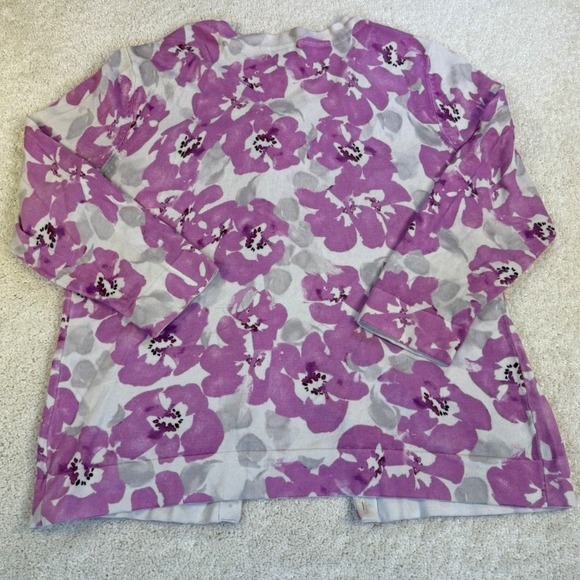 Charter Club Women's XL Floral Cardigan 3/4 Sleeve Button Down Top - Picture 2 of 7